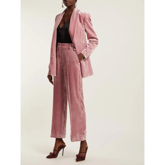 Racil Woman Charlie Velvet High-Waisted Wide-Leg Trousers | Size 10 - Picture 2 of 15